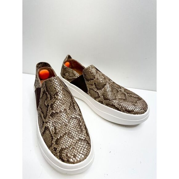 Gentle Souls Kenneth Cole Sneakers 6 Leather Snake Print Antique‎ Gold Slip On - Picture 4 of 9